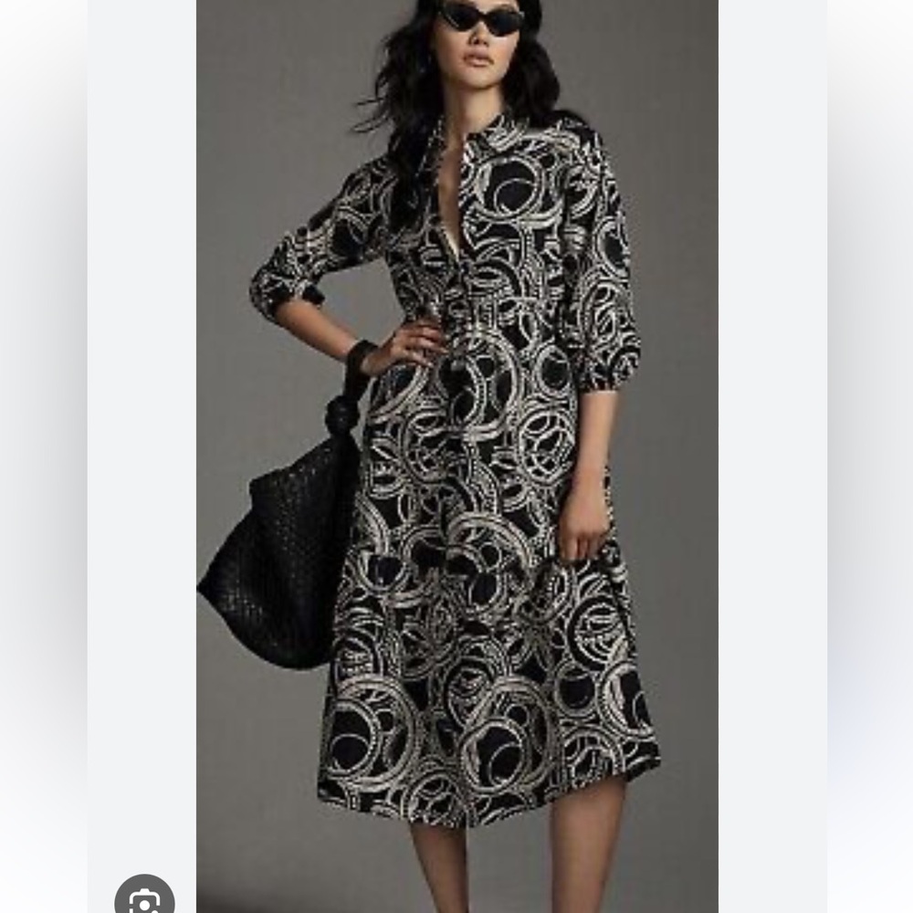 Maeve Bettina Black and White Midi Dress